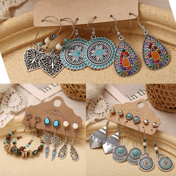 New 45 Pairs Fashion Hollow Drop Dangle Earrings Set for Women Girls Boh… - Picture 2 of 5